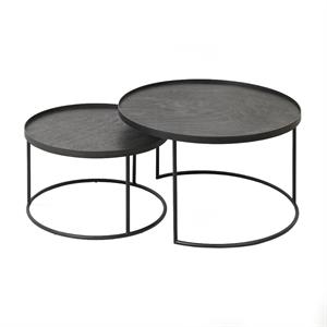 Ethnicraft Small Round Tray Coffee Table Set